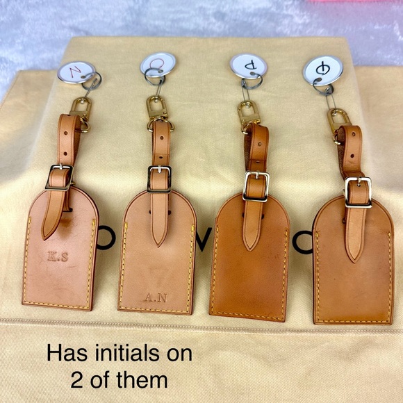 Louis Vuitton Vachetta Leather Luggage Name Tags bag charm keychain light patina - Picture 6 of 7
